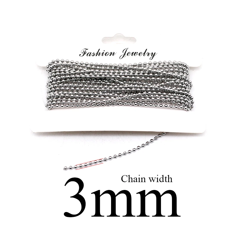 Chain width 3mm Aiovlo 5 м/лот Нержавеющая сталь шар бусы оптом Ширина 1,5/2/2,4/3 мм цепи набор «сделай сам» для Цепочки и ожерелья ювелирных изделий, украшения своими руками, сделано в Китае - Цвет: Chain width 3mm