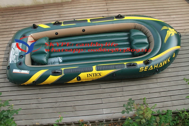 Intex Seahawk 4 человек Пластиковая надувная резиновая лодка для рыбалки, чертёжный каяк