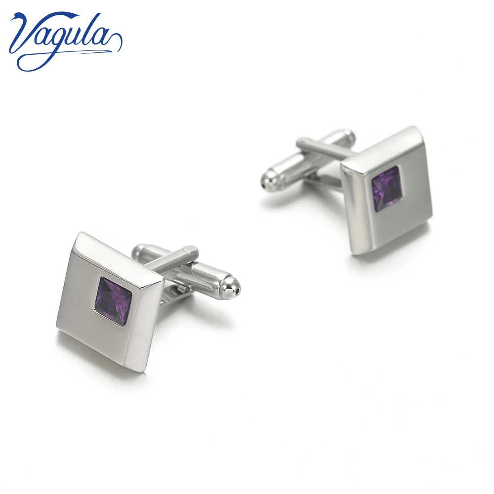 

VAGULA Cuff links Top Luxury Brand Square Button Crystal Gemelos Men Jewelry High Quality Cufflinks 227