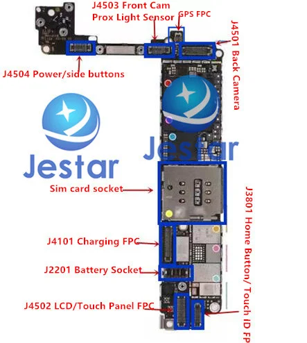5 шт./лот J4504 J4501 J4503 J3801 J4502 J2201 J4101 TUNFX_RF J_SIM_RF FPC Разъемы для iphone 7 4 на плате |