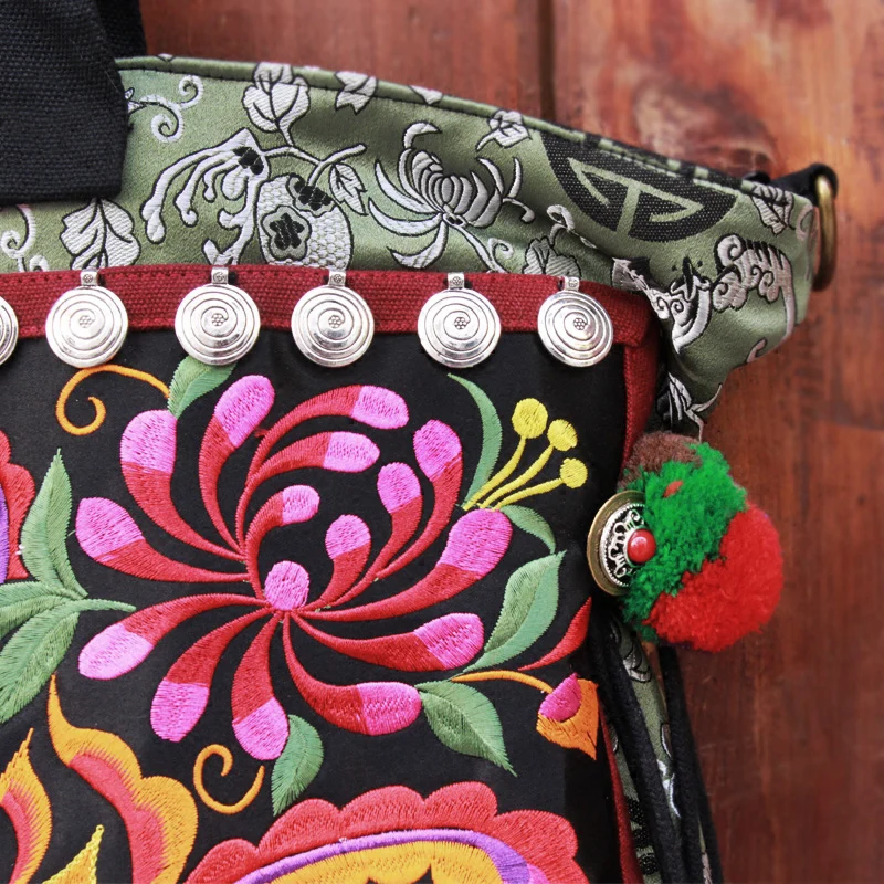 Китайский бренд дамы большой Hmong Boho цветок вышивка сумки Этническая сумка через