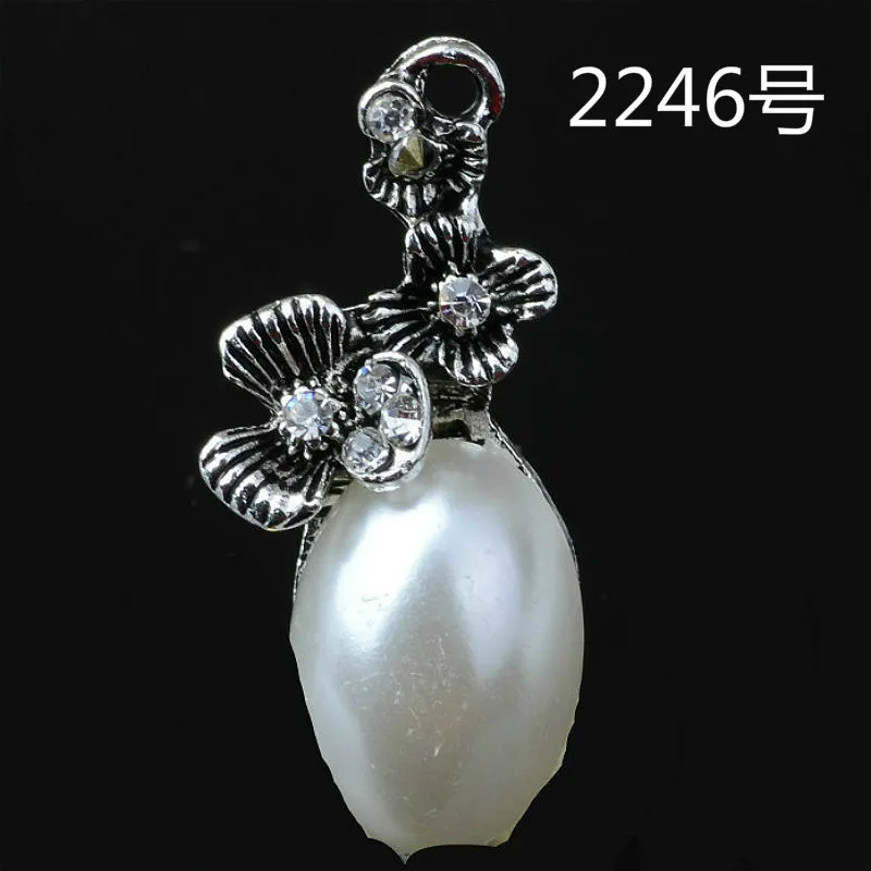 

50PCS 28*12mm New Crystal with Imitation Pearl Flower Charms Jewelry Findings fit Bracelet Necklace Handmade Craft