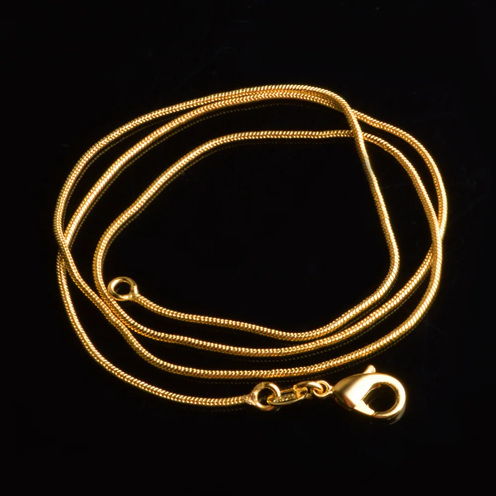 

10pc/Lot Fashion 1MM Snake chains Necklace women Gold color choker Necklaces For Jewelry in Bulk 16 18 20 22 24 26 28 30 inches