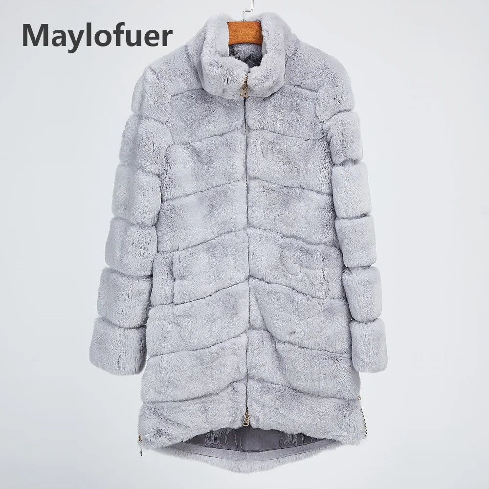 Maylofuer 100% Шуба из кролика Рекс женские меховые куртки натуральная одежда