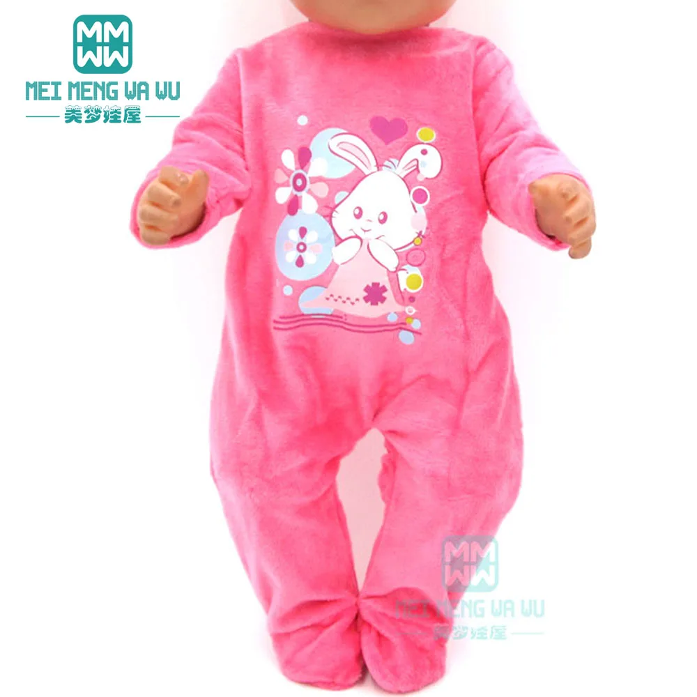 

Clothes for doll fits 43cm new born doll accessories Fashion cartoon baby onesies clothes