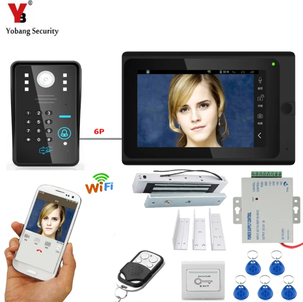 YobangSecurity приложение Управление видеодомофон 7-дюймовый монитор Wi-Fi Беспроводной Видео Домофонные дверной звонок Камера+ дверь блокировка блока питания - Цвет: 705MJS11B2