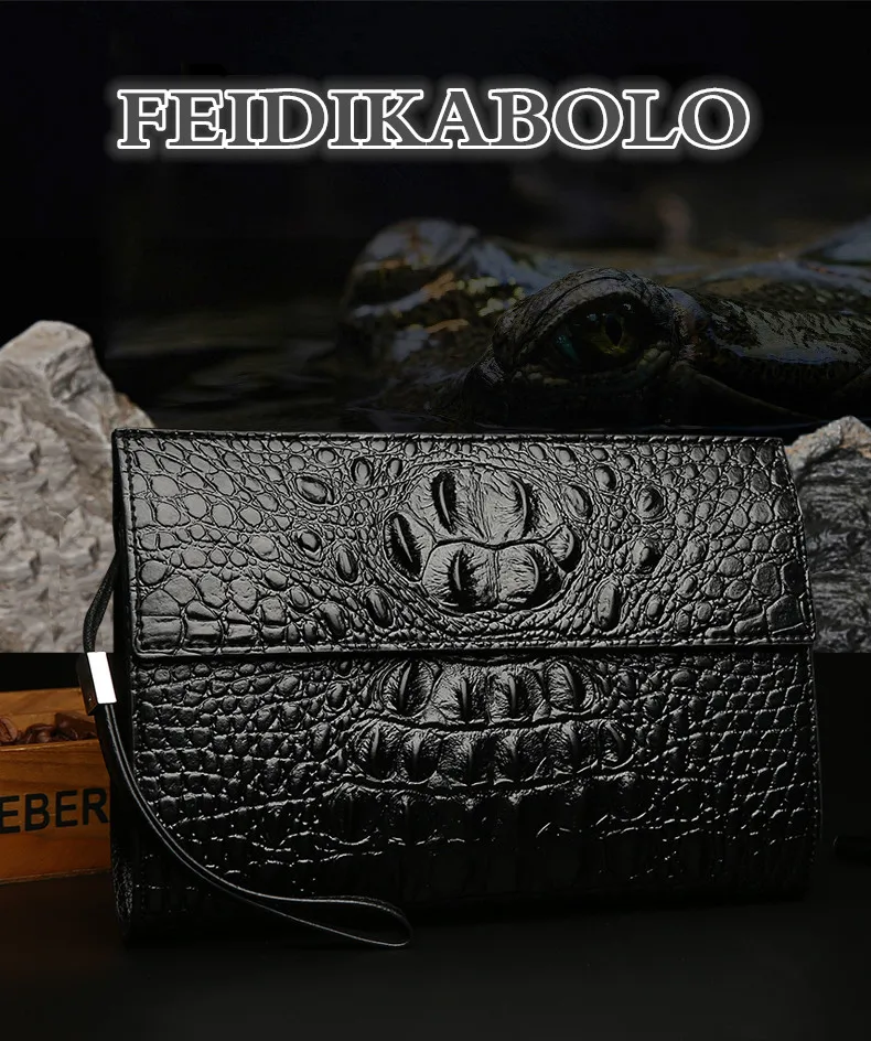 FEIDIKABOLO, мужские кошельки из кожи аллигатора, черный кошелек, клатч, сумки, высокое качество, дизайнерские кошельки, удобные сумки, мужской кошелек, Monederos