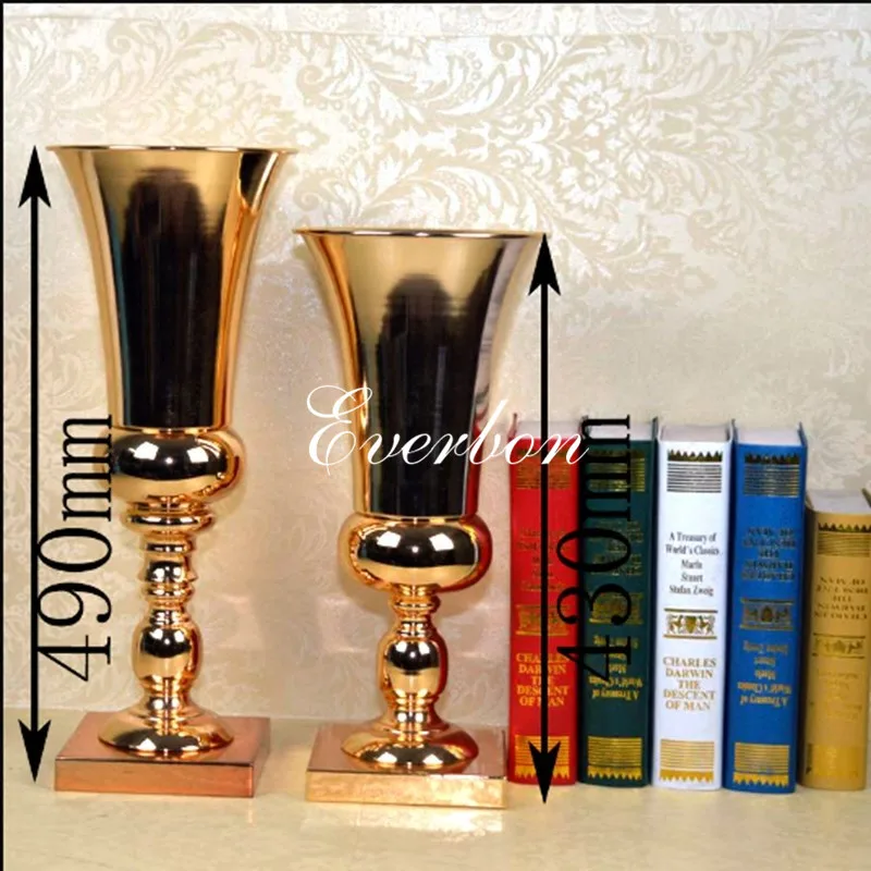 10pcs/lot 430mm/490mm Metal Gold Flower Vases for Wedding Flowers Decorations New Arrival with Elegant design | Дом и сад