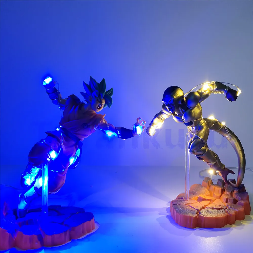2 шт./компл. Dragon Ball Z Son Goku God VS Golden Frieza экшн фигурка светодиодная ПВХ аниме Жемчуг