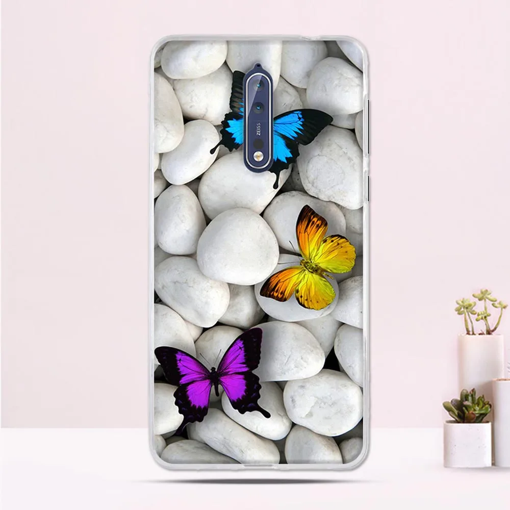 Силиконовые ТПУ чехлы для телефонов Nokia 8 чехол 3D роскошные милые цветочные