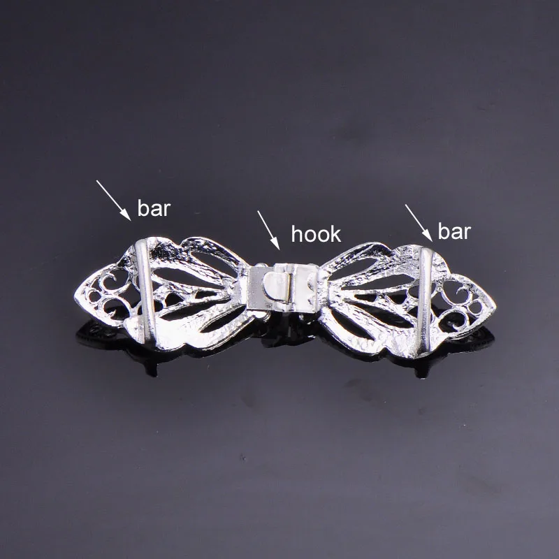 

(S0371) 10pairs/lot, 65mmx18mm ,Rhinestone pair buckle, retro look,with loop at back,two bars, can fit for 10mm-15mm ribbon