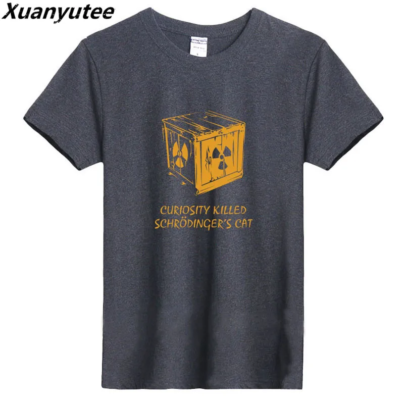 Xuanyutee Curiosity Killed Schrodinger's Cat Футболка Мужская хлопковая футболка с короткими