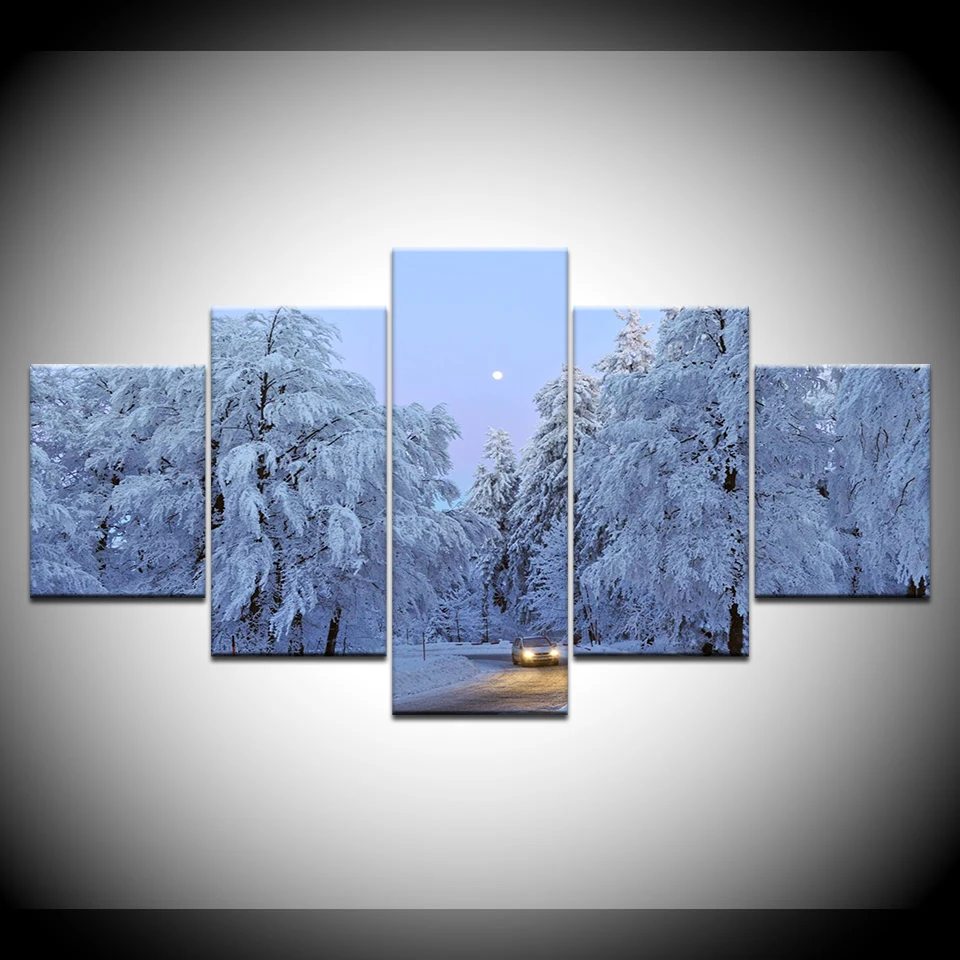 Холст для живописи снег картина с лесным пейзажем 5 шт. настенная живопись