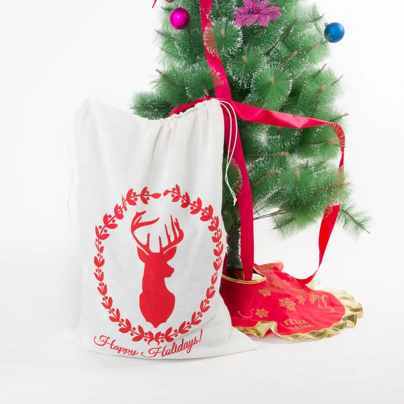 1 шт. большой Рождественский Подарочный мешок Санта мешки на завязках льняные