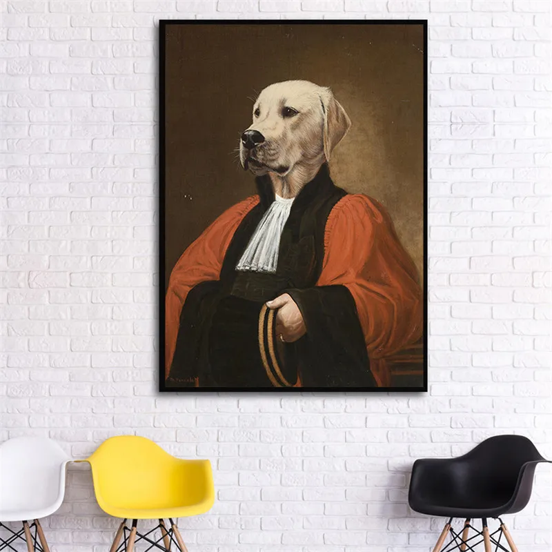 Красный Clever Dog винтажный настенный плакат искусство ретро холст картина животные гостиная украшение Куадрос декор для детской спальни - Цвет: Красный