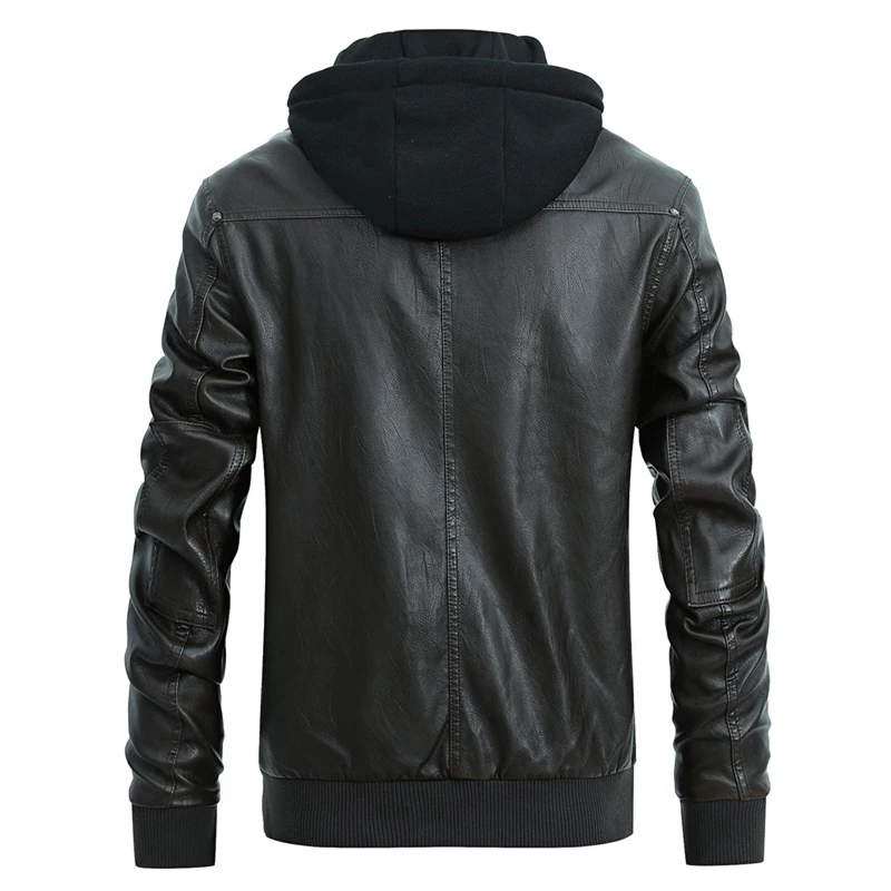 NXH искусственная кожа Jaket для мужчин PU Мужская куртка с капюшоном мотоциклетная