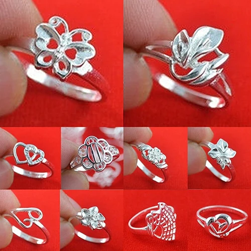 Women 10x Silver Plated Mixed Butterfly Flower Heart Design Ring Jewelry US 6-9 | Украшения и аксессуары