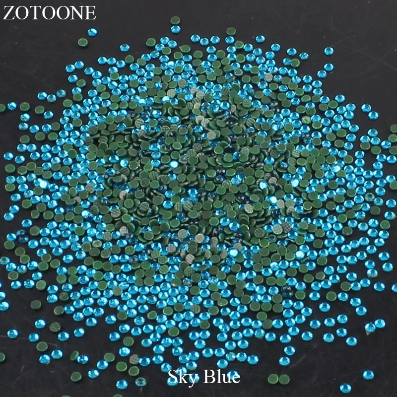 ZOTOONE 1440 шт Стразы с прямой основой головастой формы небесно голубая стеклянная