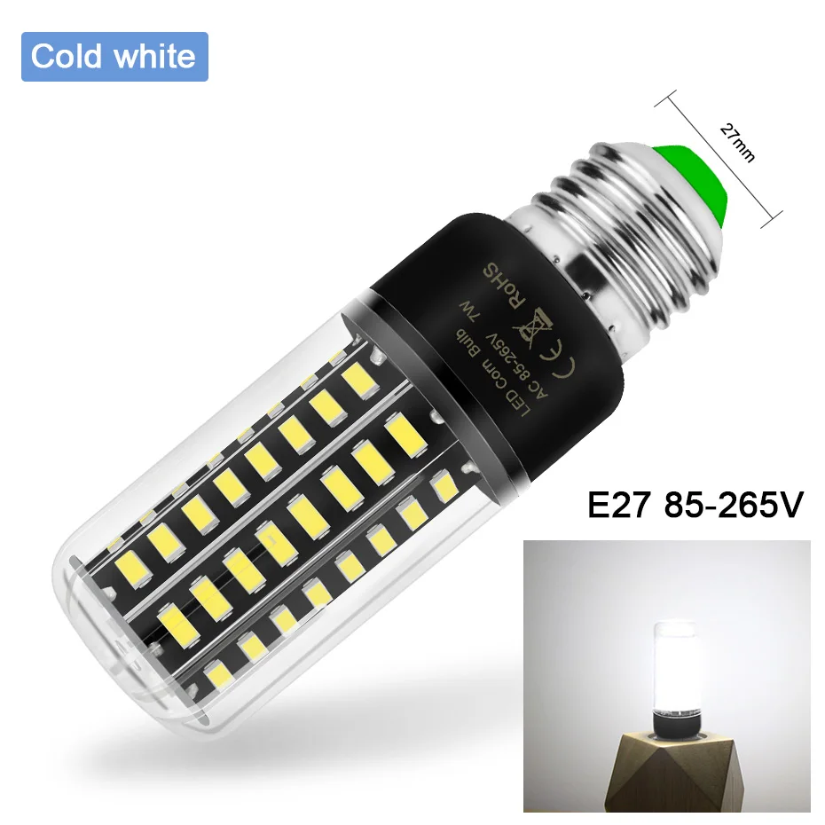 E27 Cold White Ampoule LED E27 Lamp No Flicker E14 Led Bulb Spot Light 220V 110V 3.5W 5W 7W 8W 12W 15W SMD5736 More Bright than Corn Bulb 5730 - Emitting Color: E27 Cold White