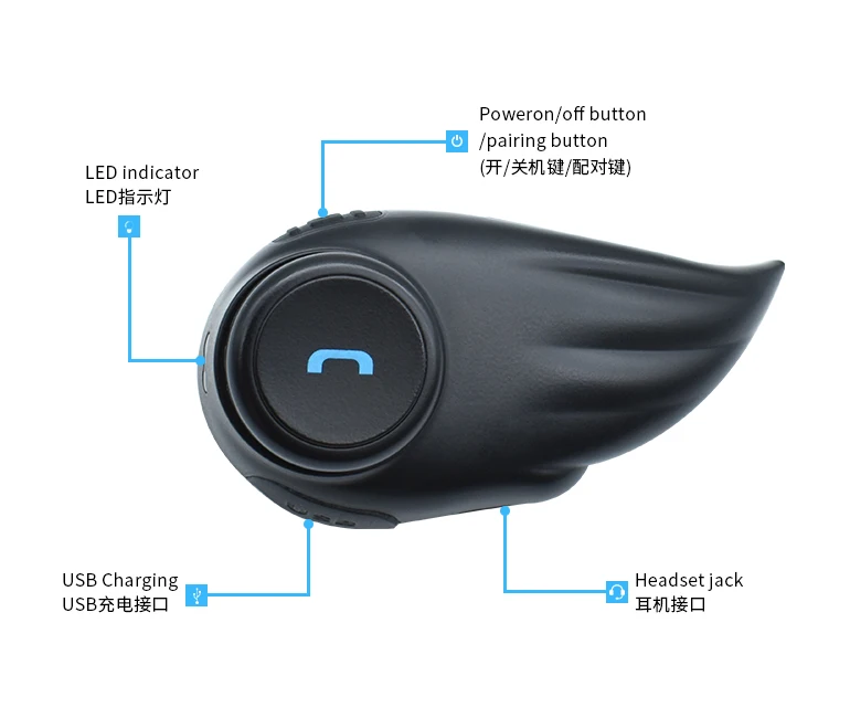 Гарнитура для мотоциклетного шлема Беспроводная Водонепроницаемая bluetooth