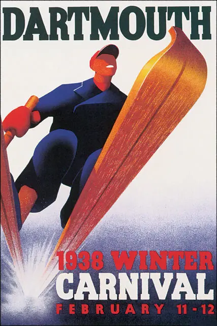 Винтажный постер для катания на лыжах спорта путешествий линия южного берега