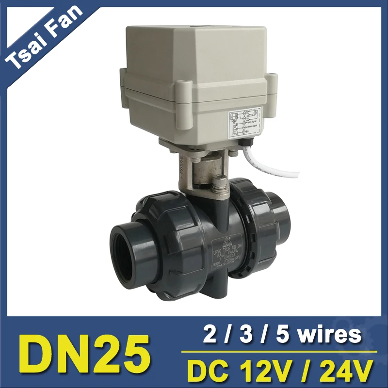BSP/NPT 1 ''ПВХ DN25 водяной электрический клапан TF25 P2 C 12 В/24 В 2/3/5 провода 10 нм