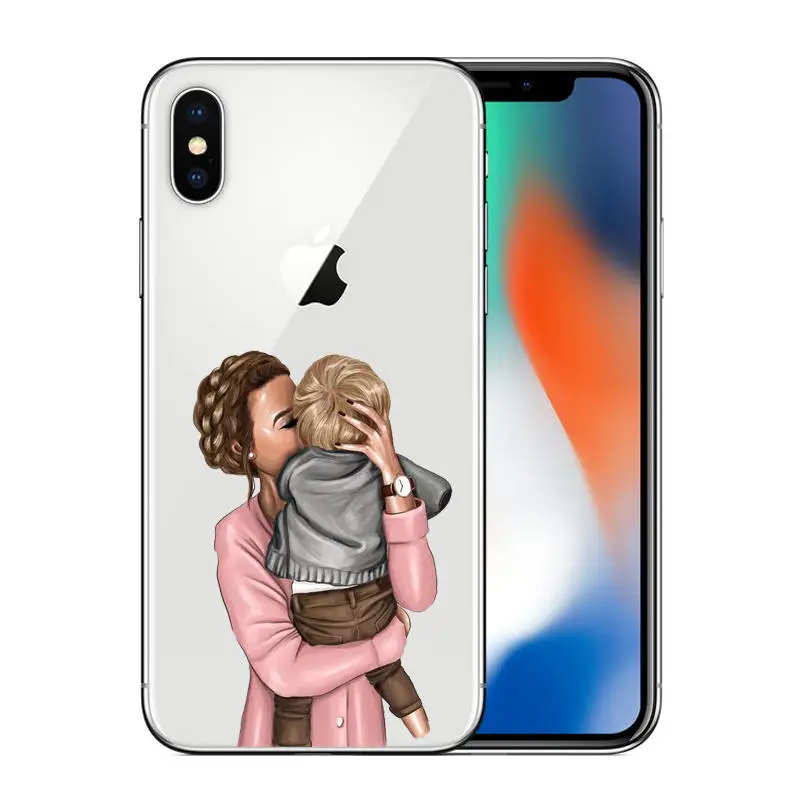 Модный черный коричневый Чехол для мамы девочки королевы 01 IPhone X XS Max XR 8 7 6 6s Plus 5 5S SE