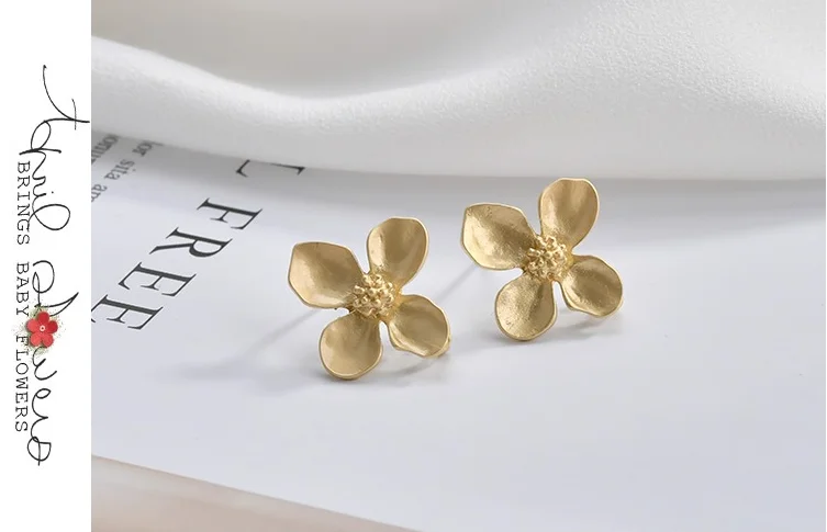Yakin Flower Peach Heart shell ear nail Earrings ear needle material diy handmade jewelry Accessories