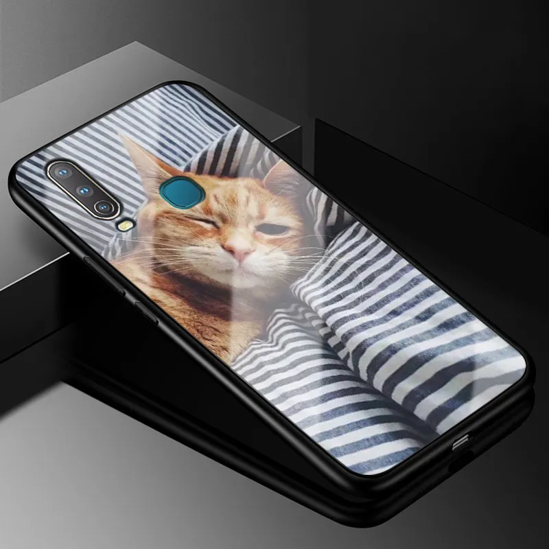 29 ДЛЯ VIVO Y17 чехол PC Пластиковый стеклянный чехол для телефона черный ТПУ бампер чехол для Vivo Y17 Y 17 Y15 Vivo 1902 Y12 Y3 Y 12 чехол - Цвет: 29