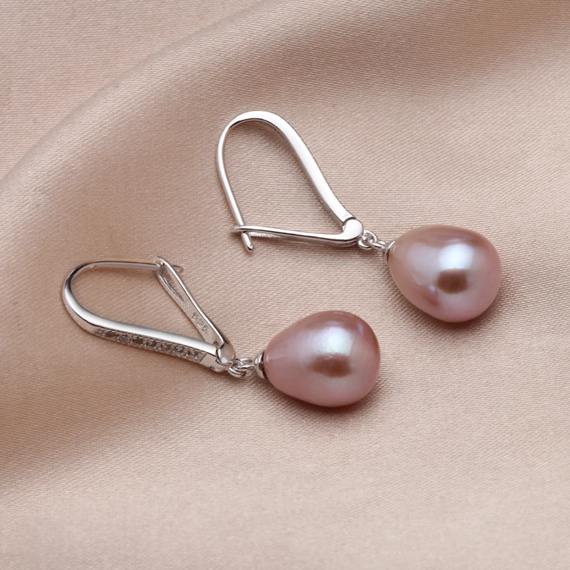 purple pearl earring Серьги с серым пресноводным жемчугом для женщин, свадебные ювелирные изделия из серебра 925 пробы, серьги с черным натуральным жемчугом, Подарок на годовщину - Цвет камня: purple pearl earring