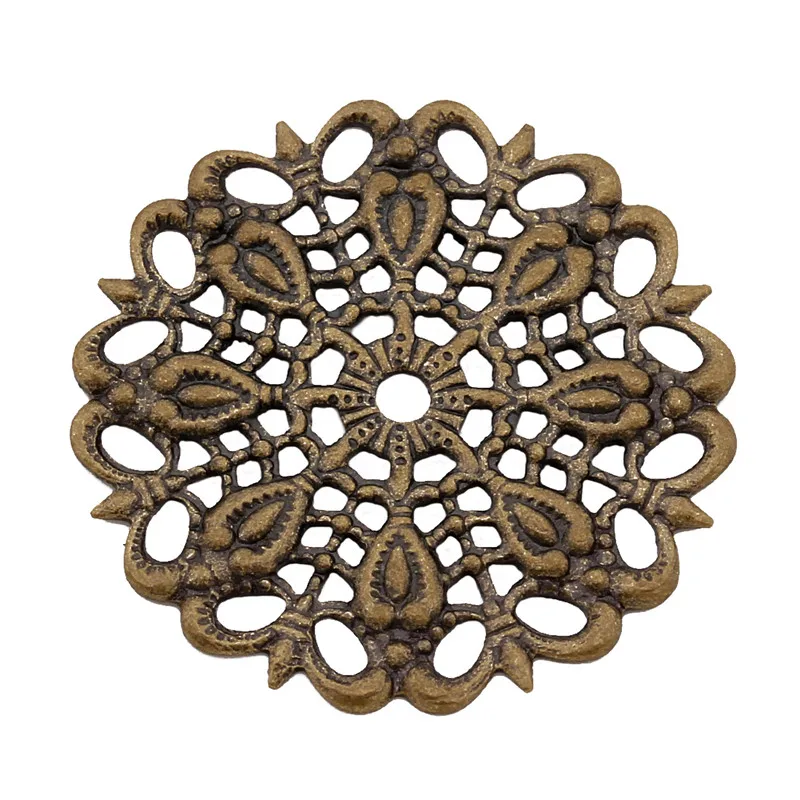 

10pcs/lot Antique Bronze Flower Motif Jewelry Accessories 25mm Round Art for DIY Fashion Jewelry Findings Making K0733