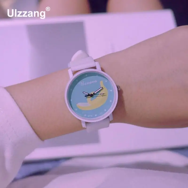 Ulzzang/1 шт./лот новые модные кварцевые наручные часы с милыми бананами и фруктами