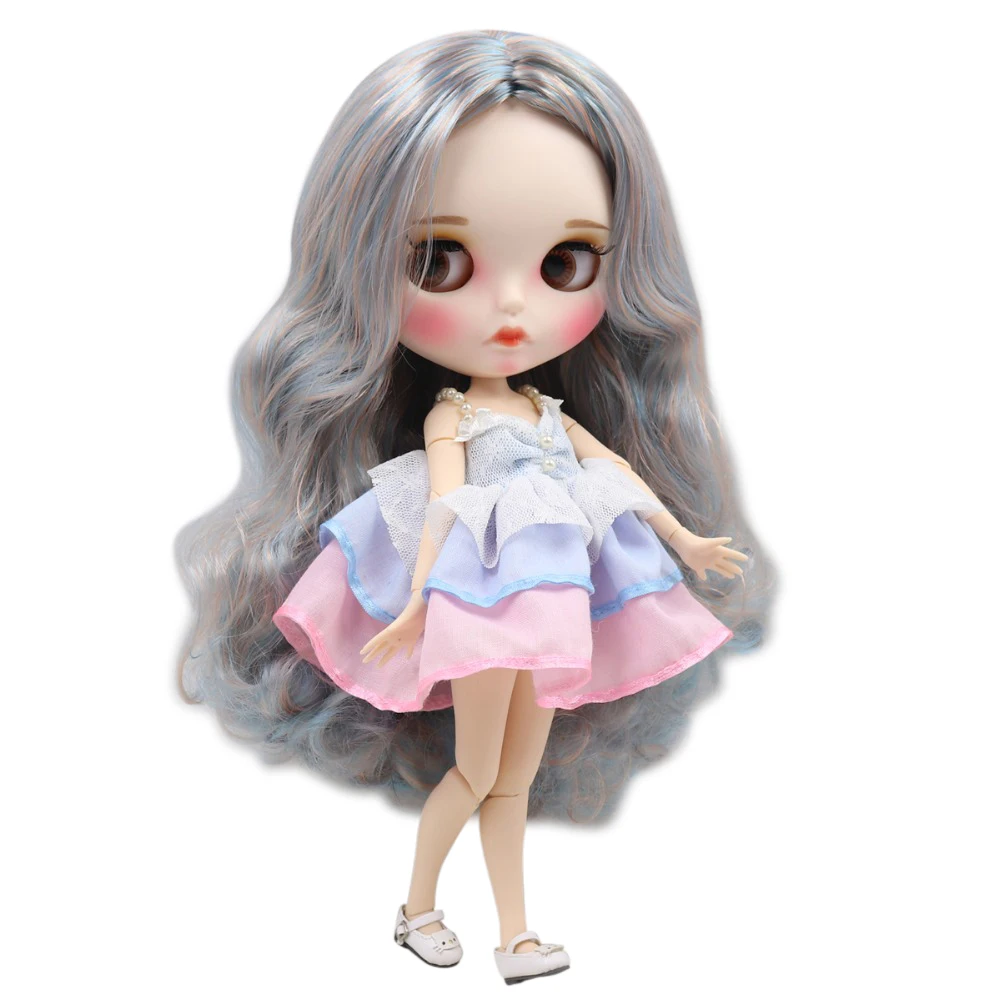 Фабрика blyth кукла 1/6 bjd белая кожа тела синий микс золотые волосы Новые матовые