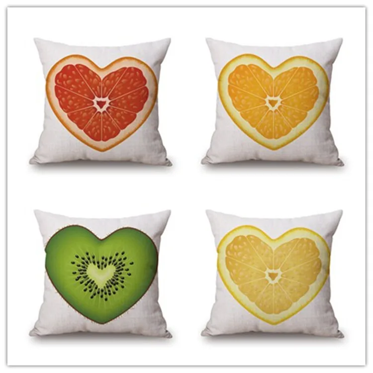 

Fashion Village Style Linen Cotton Cushion For Sofa Car Decorative Almofadas Cojines Simple Lemon Printed Throw Pillows
