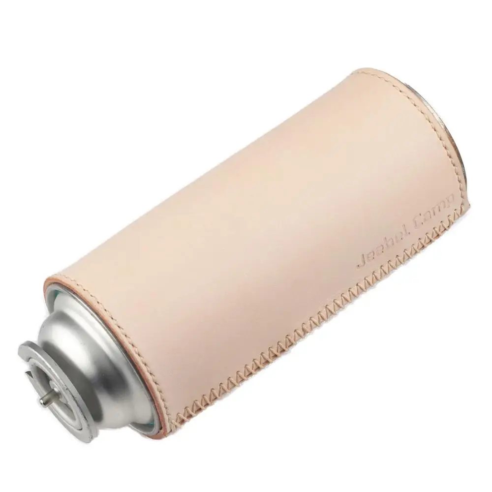 beige for nozzle Ручной работы растительный кожаный защитный чехол для бутанель топливных канистр 230 г Кемпинг горелки аэрозоль водонепроницаемый - Цвет: beige for nozzle