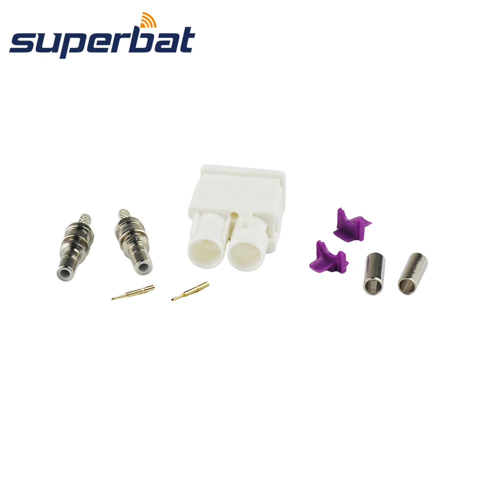 Superbat Fakra B белый/9001 обжимной двойной разъем радио с фантомным разъемом для