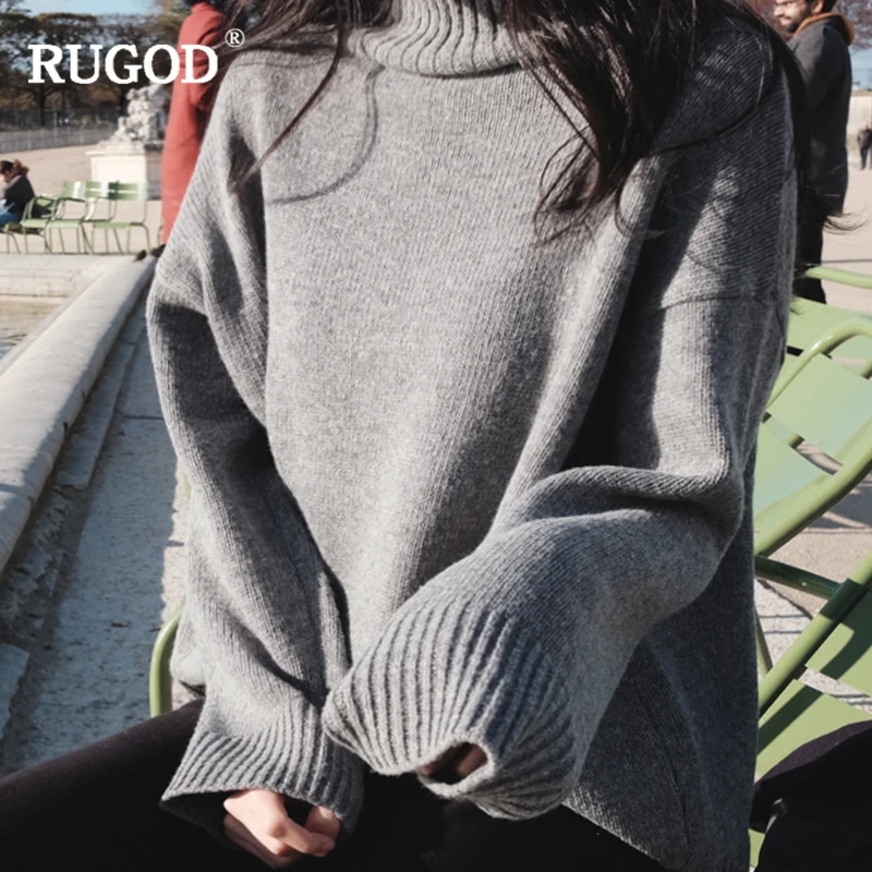 RUGOD новый Корейский водолазка кашемировый свитер осень зима толстый теплый