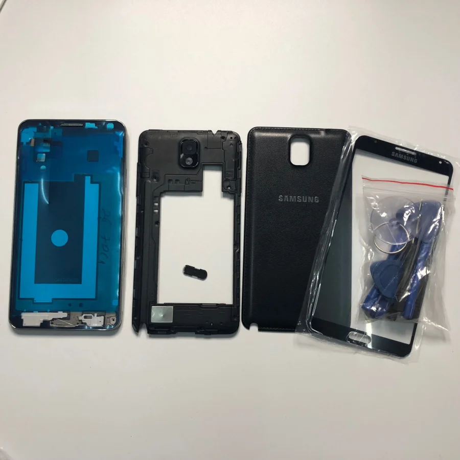 Полный корпус Note 3 детали для Samsung Galaxy N9005 N900 Передняя ЖК рамка + задняя крышка