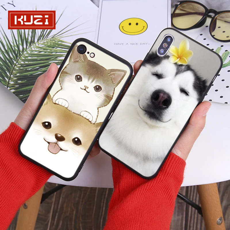KUZI чехол для телефона с изображением собаки и Волка из мягкого ТПУ Iphone 7 Чехол 5 5S SE