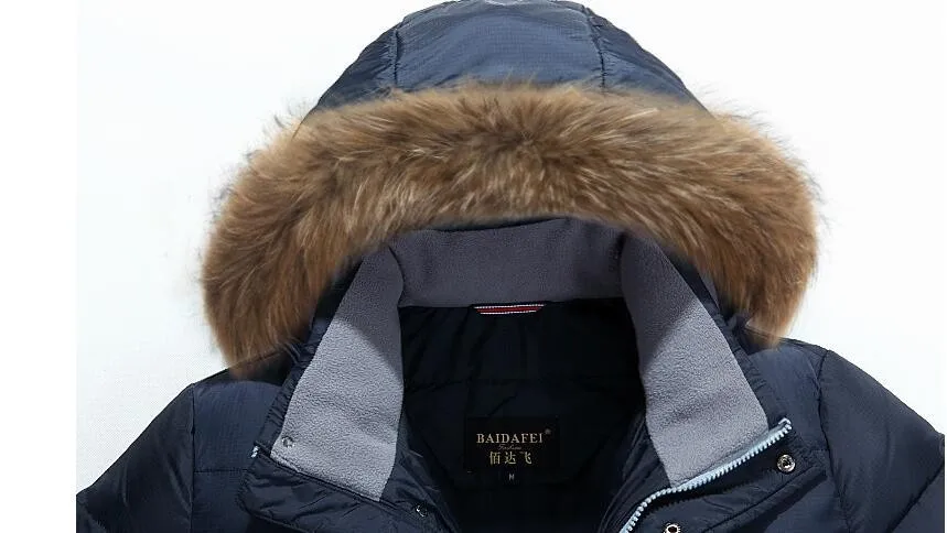 Мужская длинная куртка с мехом енота и удобрений зимняя утепленная Размер 7XL