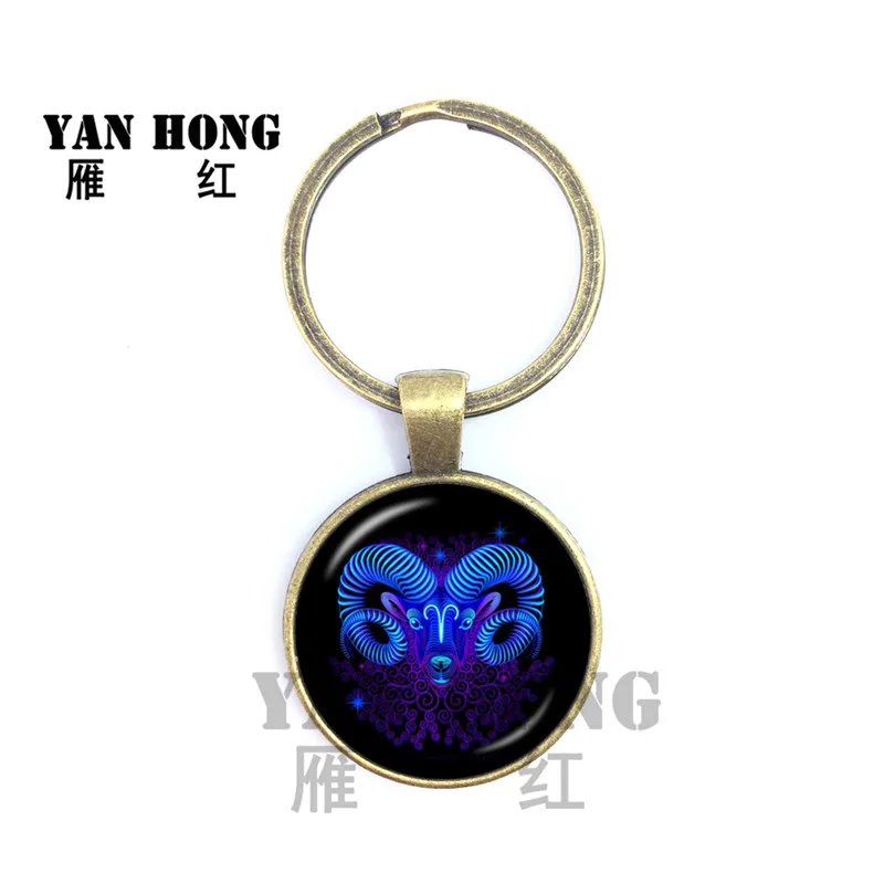 YANHONG 12 созвездий Leeuw Maagd sleutelвешалки для глаз кабошон вешалка Sterrenbeeld Sleutel Ringen