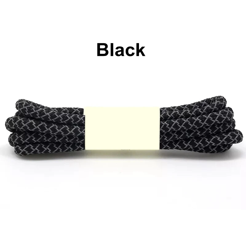 Black 1 пара 19 Цвета 3M Светоотражающие Шнурки круглый Спортивная шнурки для детей и взрослых Спорт на открытом воздухе шнурки Длина 100 120 140 160 см - Цвет: Black
