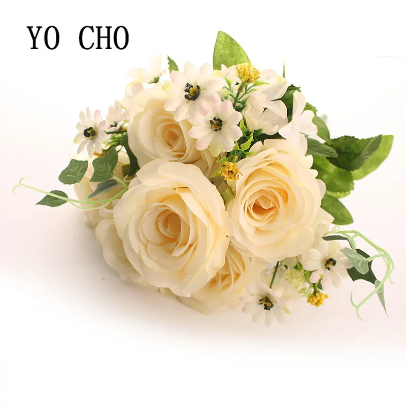 

YO CHO Wedding Decoration Large 6 Heads Artificial Peony Bouquet Plants Diy Christmas Decorations For Home Silk Rose Fake Flower