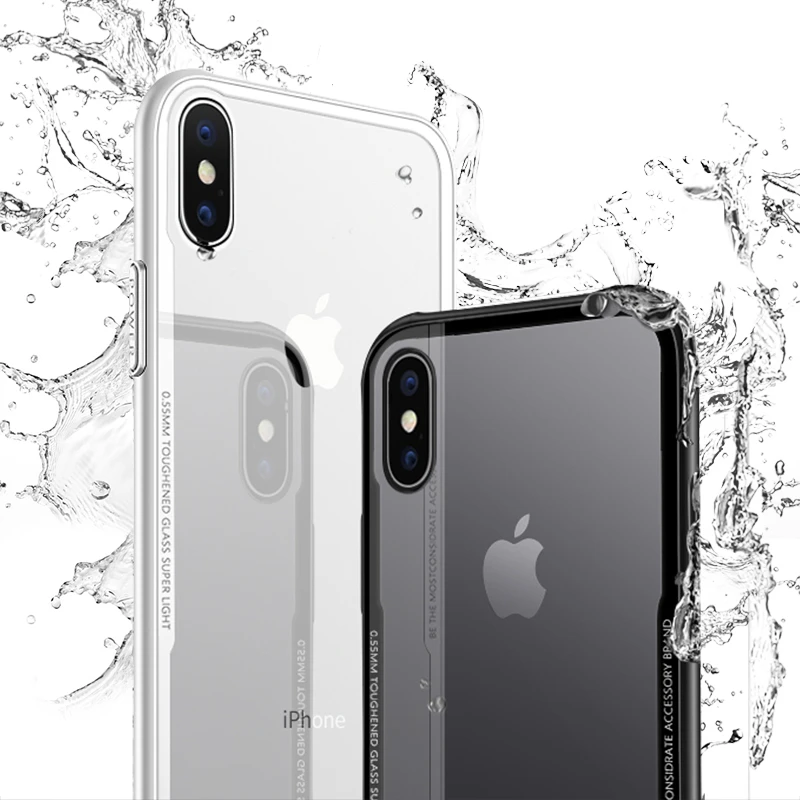 CAFELE Tempered Glass Back Case For iPhone X 10 XS Soft TPU + Ultra Thin Transparent Cover Apple |