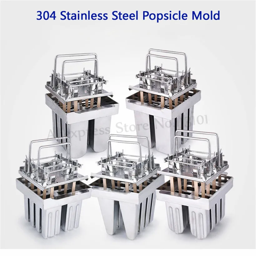 Stainless Steel Ice Lolly Popsicle Mold 8pcs/tray 6 Types Option Ice Pops Mould with Sticks Holder Home DIY Ice Cream