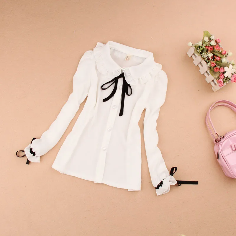 2018 модная детская дизайнерская универсальная шифоновая блузка с длинным рукавом