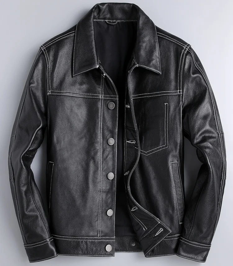 Free shipping.New style men 100% cowhide Jackets men's genuine Leather jacket.casual pockets business coat plus size handsome | Мужская