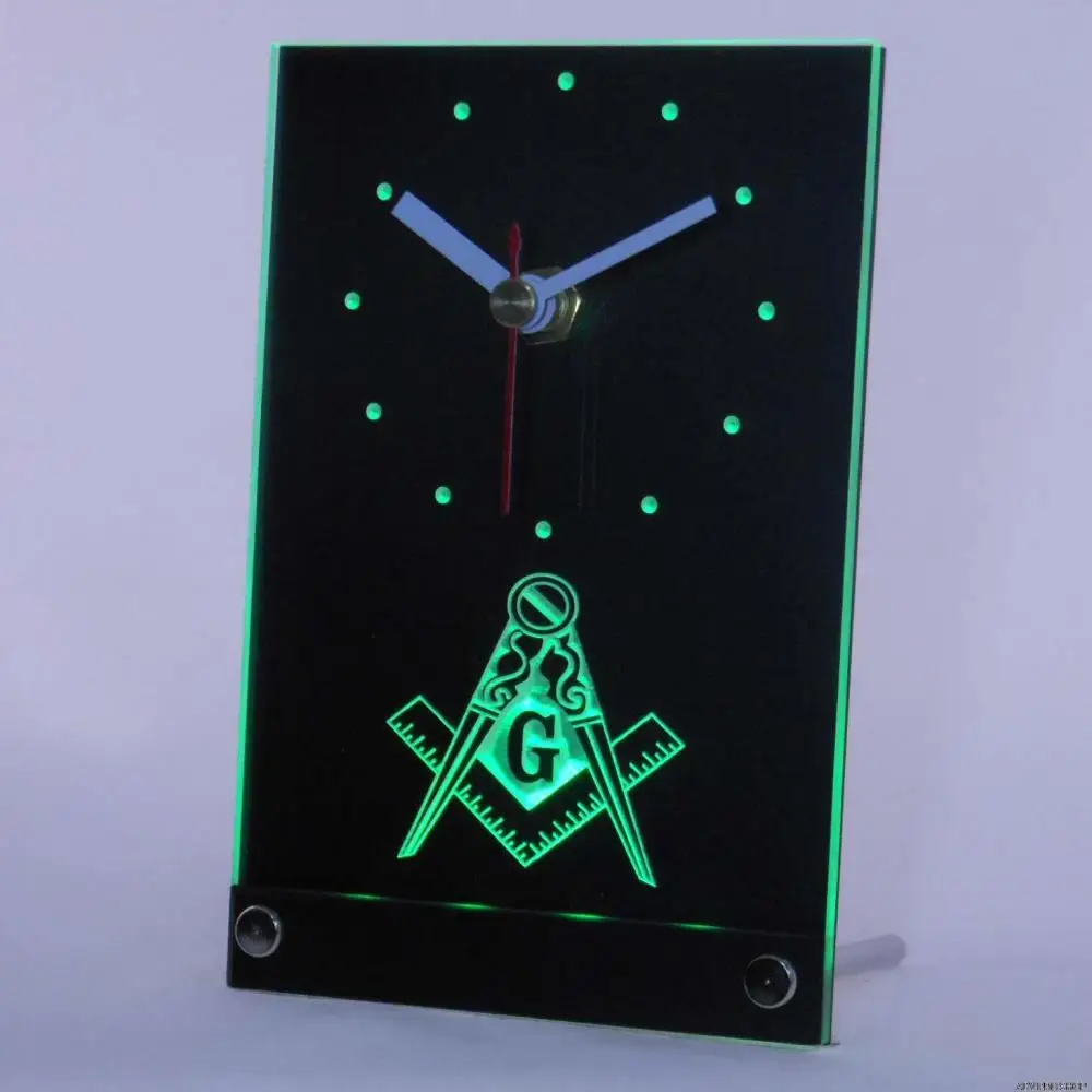 Tnc0087 масонский масон вольный каменщик эмблема стол 3D LED часы | Дом и сад