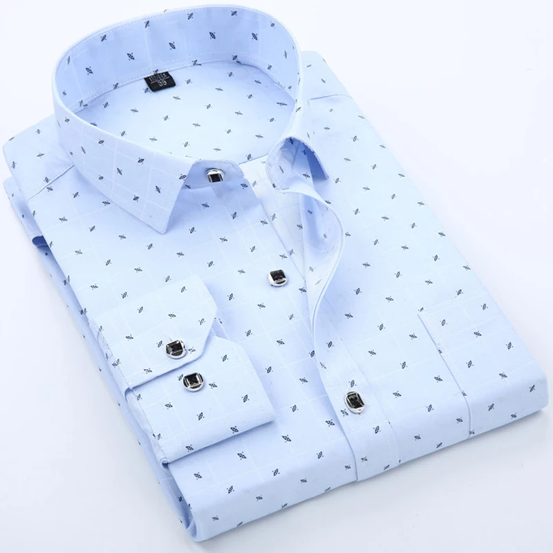 Мужская рубашка высокого качества Весенняя с длинным рукавом и отложным