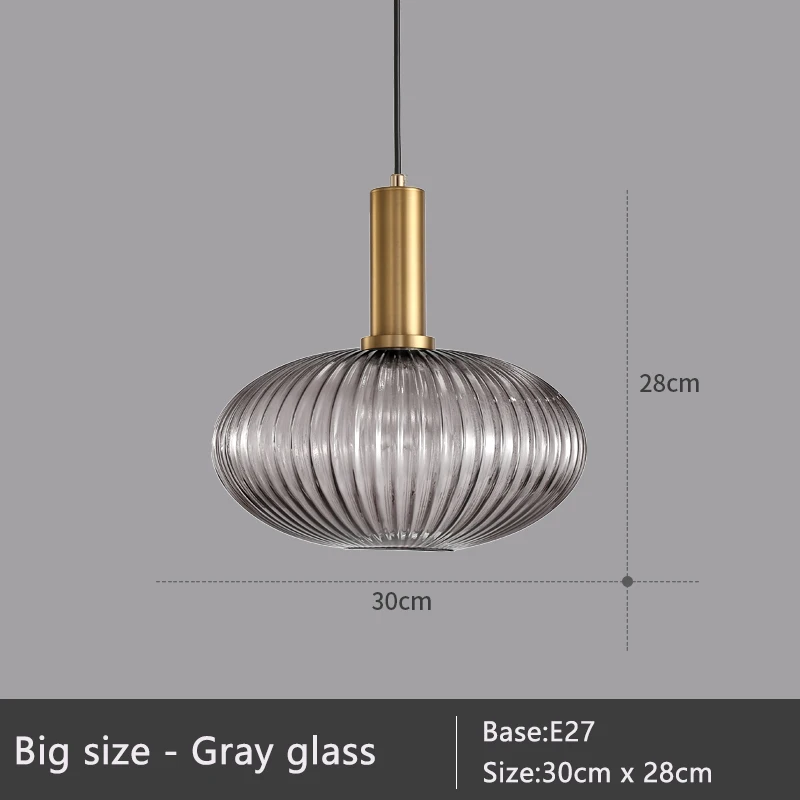 Big size - Gray Подвесной светильник Эдисона для спальни и ресторана, простой подвесной светильник в скандинавском стиле, современный винтажный подвесной светильник из цветного стекла ZDD0014 - Цвет корпуса: Big size - Gray